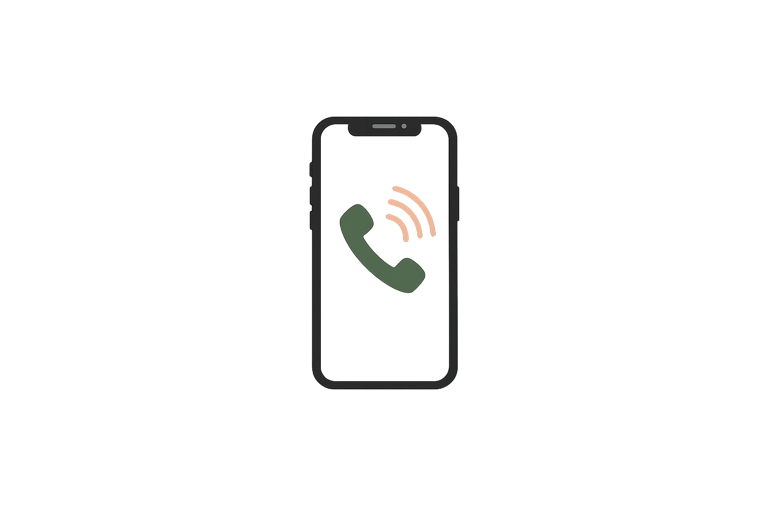 Smartphone met een groen, rinkelend telefoonpictogram op het scherm.
