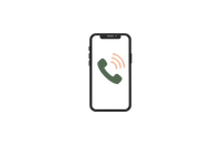 Smartphone met een groen, rinkelend telefoonpictogram op het scherm.