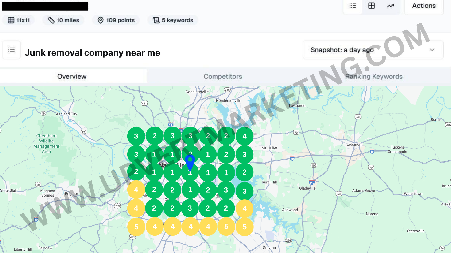 Map showing search results for