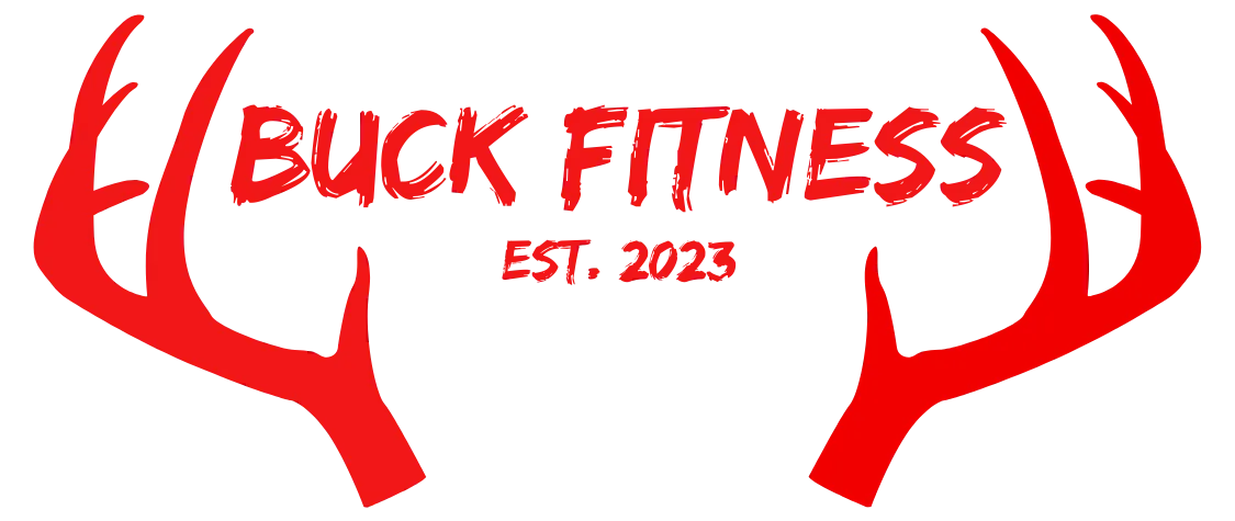 Red antler logo with the words "BUCK FITNESS" and "EST. 2023."