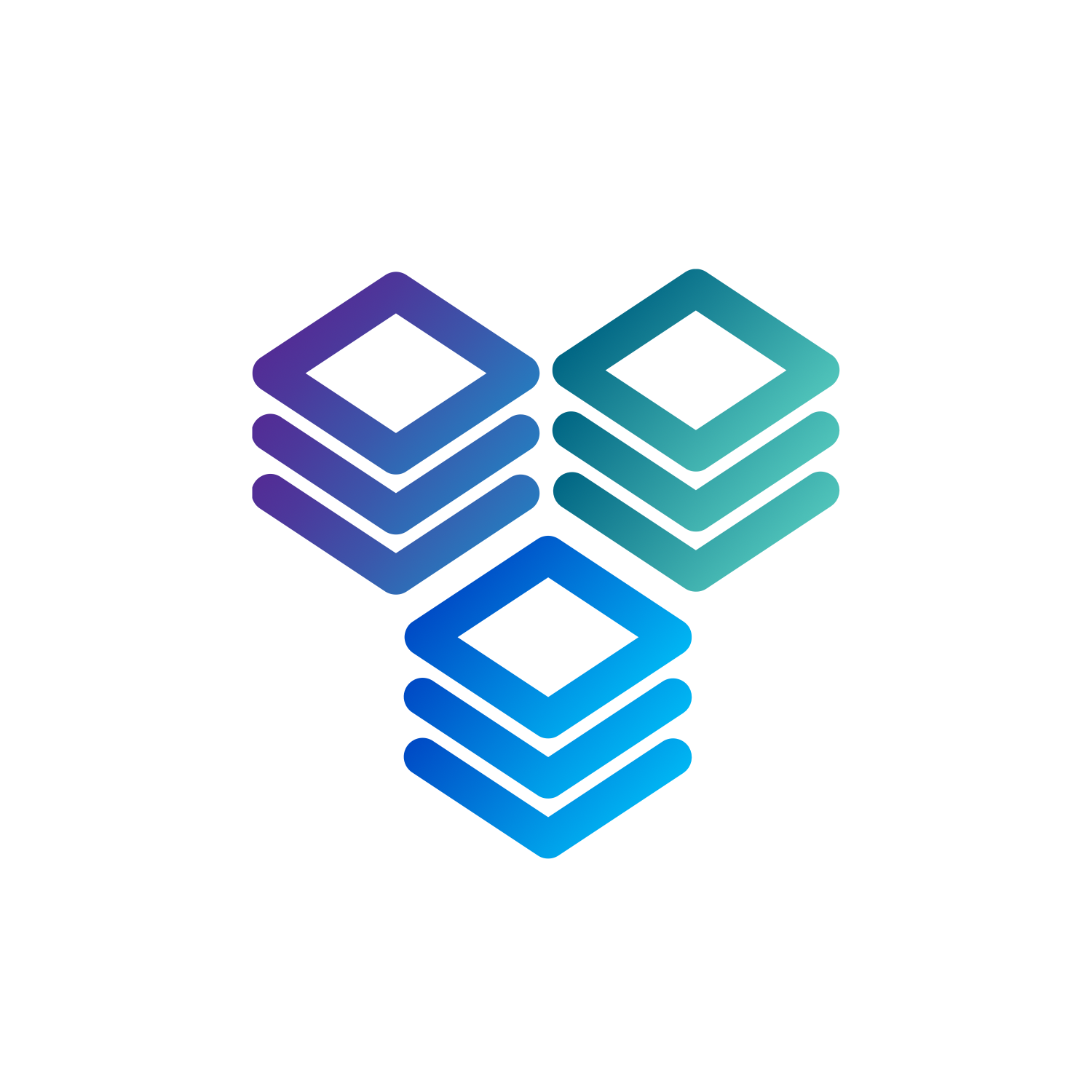 A blue and purple stack of squares on a white background.
