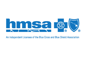 HMSA logo: blue text and cross symbol, shield, 