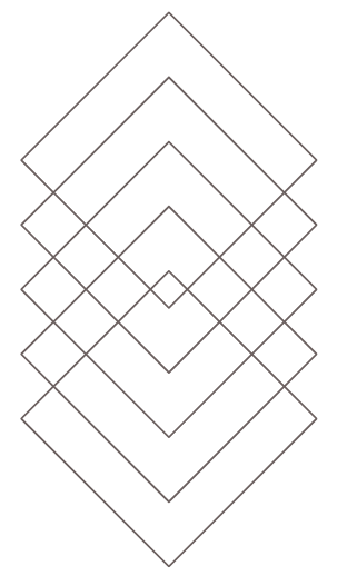 Overlapping diamond shapes, creating a geometric pattern.