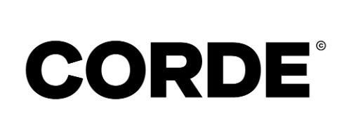 A black and white logo for corde on a white background.