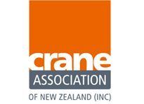 The logo for the crane association of new zealand is orange and white.
