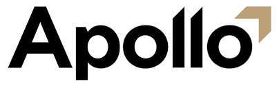 The logo for apollo is black and gold on a white background.