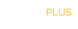 Orange “PLUS” text on a white background