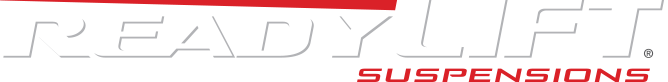 Readylift Suspensions logo in red and silver with stylized bold text.