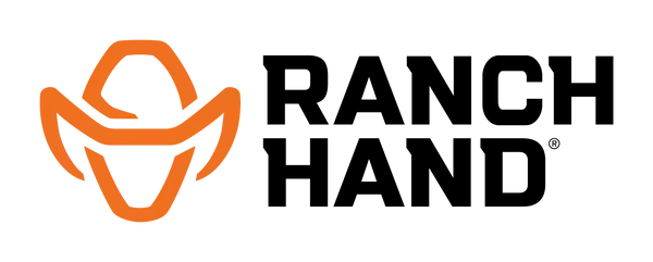 Ranch Hand logo with orange cowboy hat icon and black text on white background