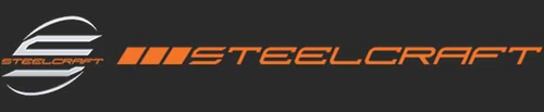 Steelcraft logo in orange and white on a dark gray background