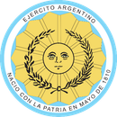 Emblema del Ejército Argentino: un sol rodeado por una corona dentro de un borde amarillo en forma de estrella