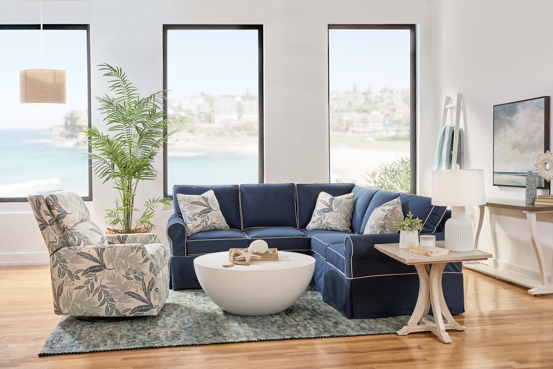 Coastal Living Room Ideas | Tess Roll Arm Sectional from JP Home