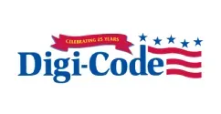 Digi-Code logo with red and blue text, stars, and an American flag motif, celebrating 15 years