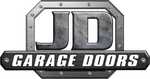 JD Garage Doors logo with metallic frame and lettering.