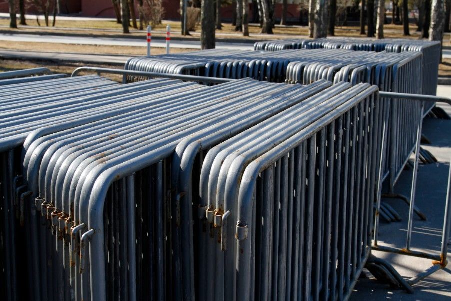 A Bunch of Metal Barriers Are Stacked on Top — Payton Civil Products in Roma, QLD
