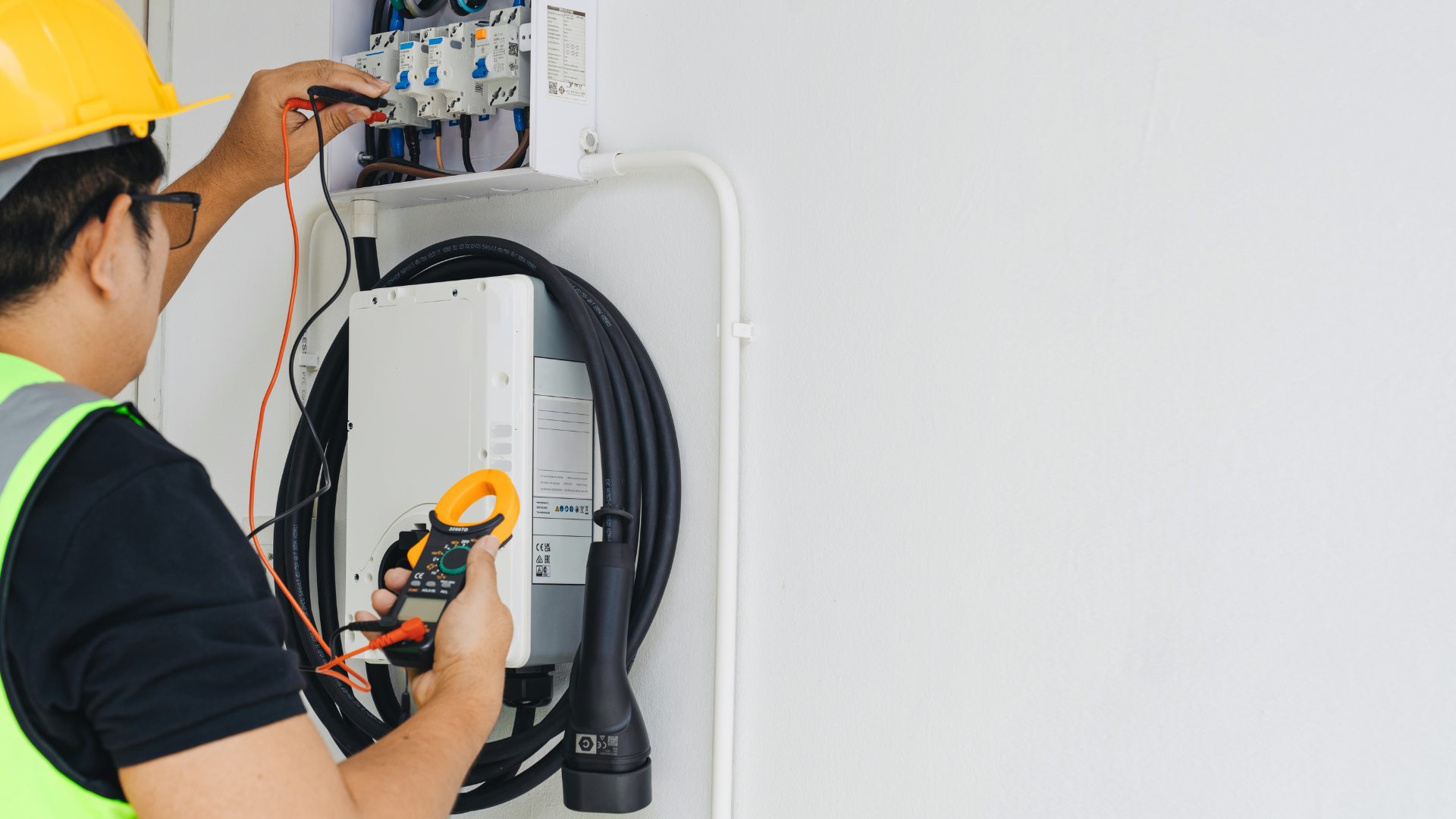 Professional home EV charger installation by a licensed EV charger installer completing residential charging setup