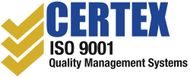 A logo for certex iso 9001 quality management systems