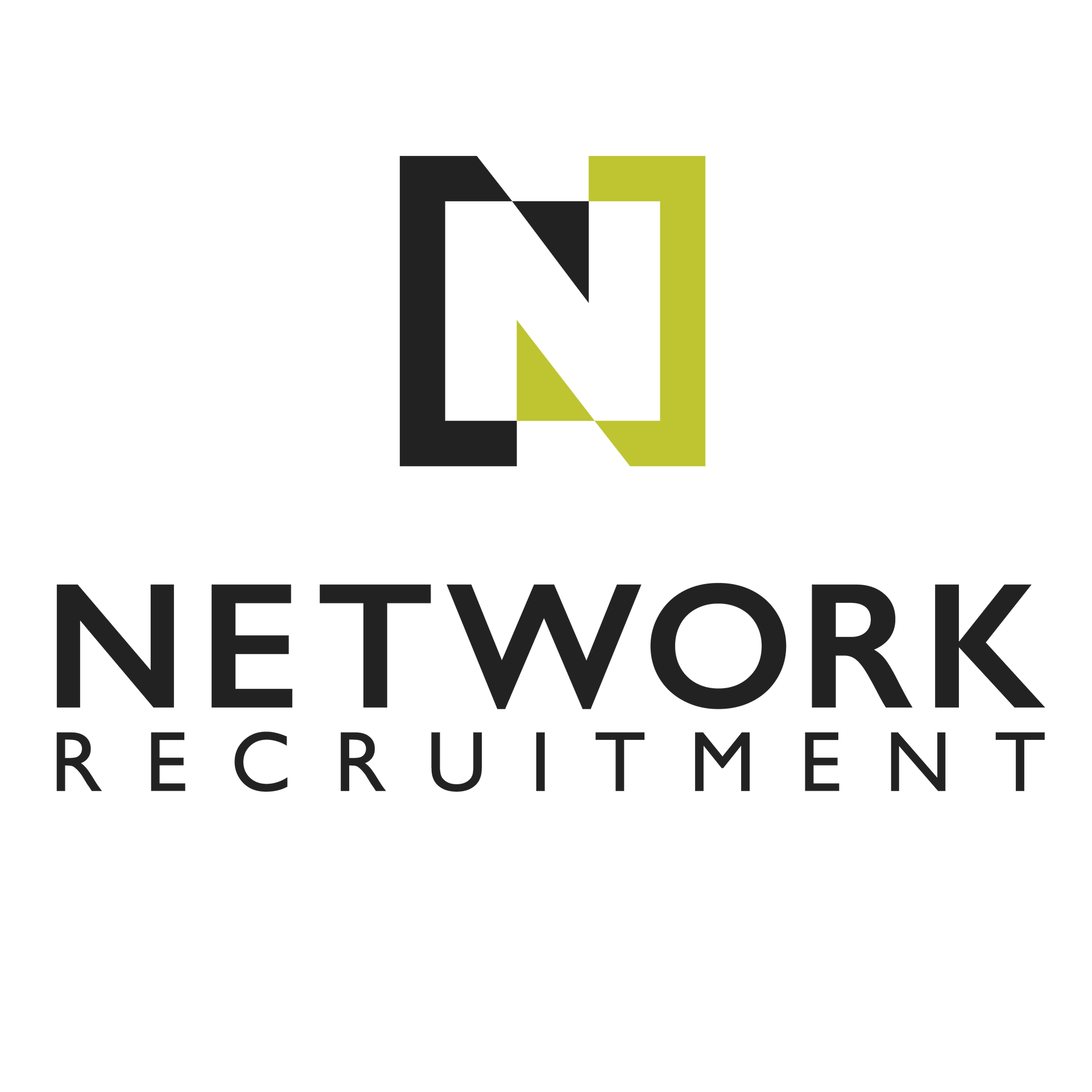 The logo for network recruitment is black and green.