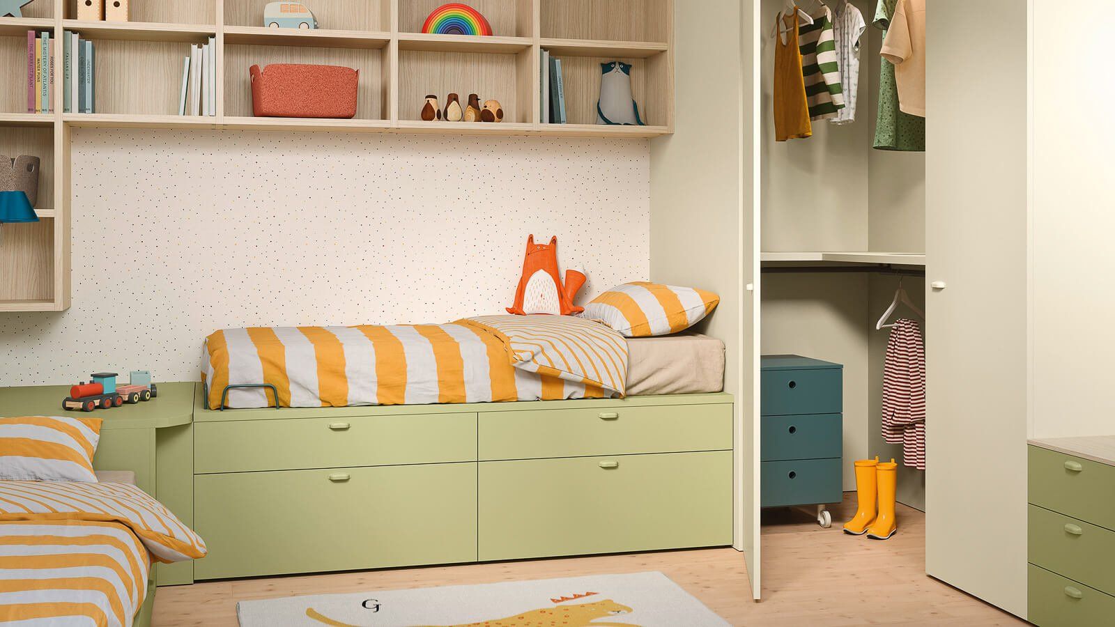 letto con cassetoni