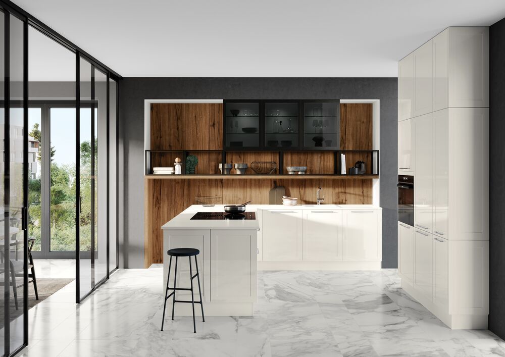 cucina con vetrata