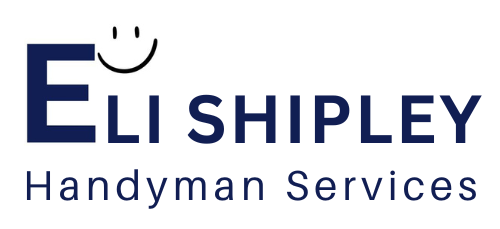 Eli Shipley Handyman Services logo in navy blue with a simple smiley face above the name.