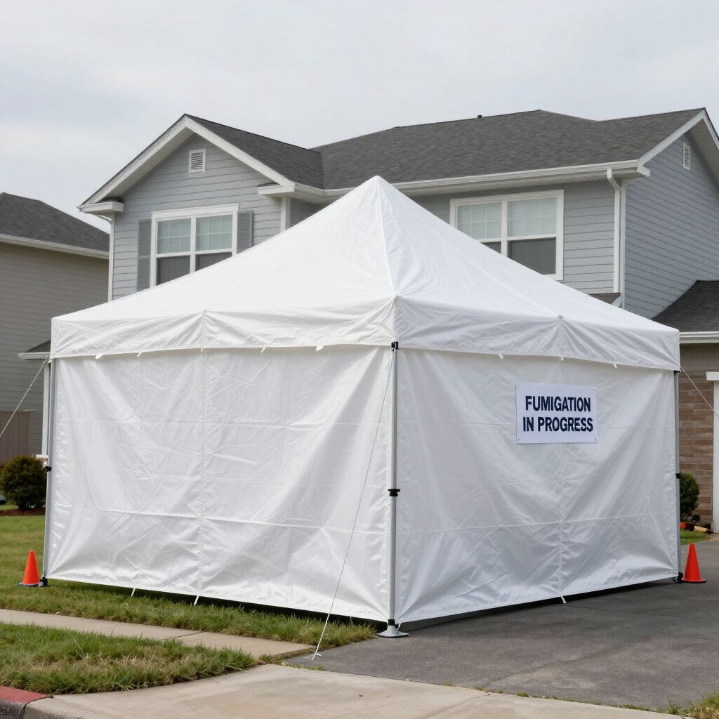 White tent covering a house,