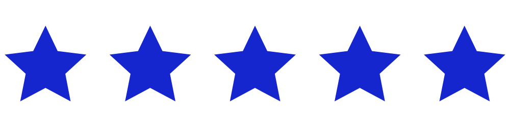 Five blue stars in a row, indicating a 5-star rating