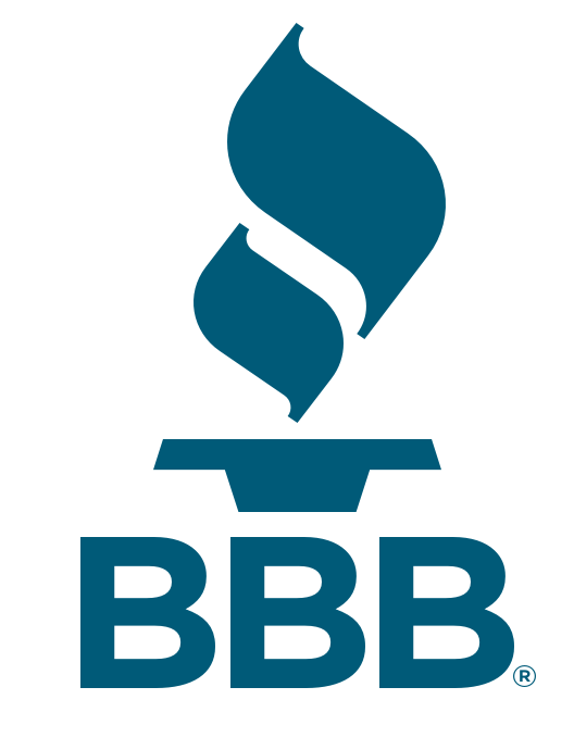 The logo for the better business bureau has a blue flame on it.