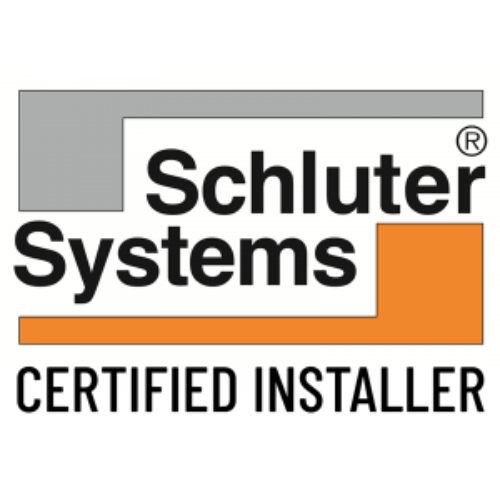A logo for schluter systems certified installer