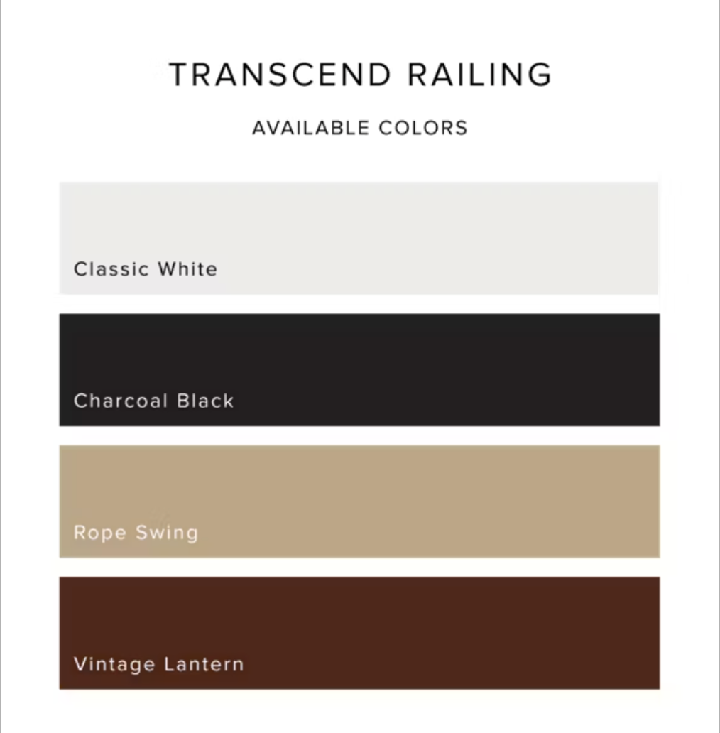 There are four different colors available for transcend railing.