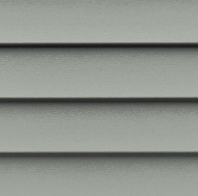 A close up of a gray siding on a house.