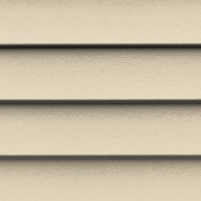 A close up of a beige siding on a house.