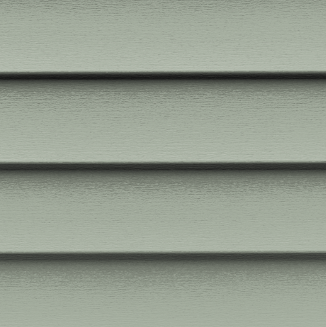 A close up of a gray siding on a house.