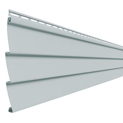 A close up of a white vinyl siding on a white background.