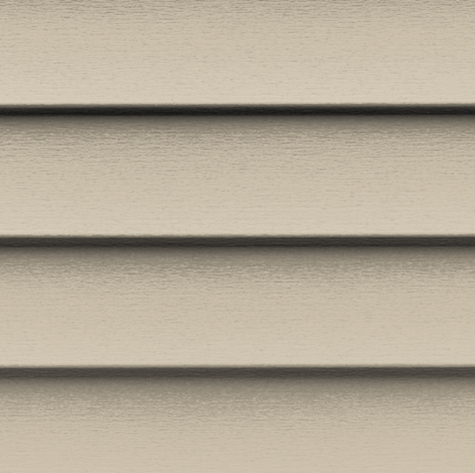 A close up of a beige siding on a house.