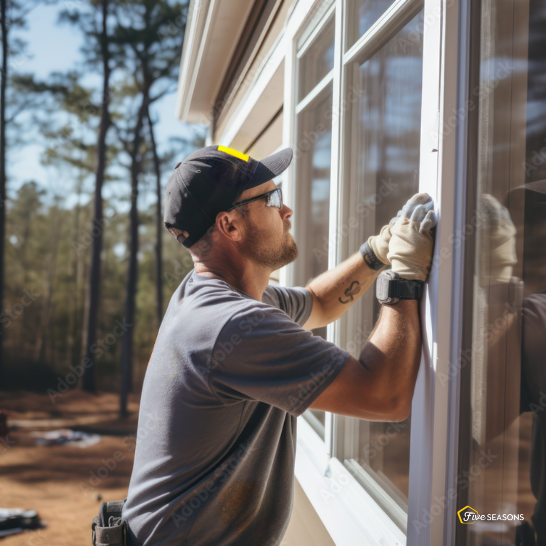 Fice Seasons Employee expertly installing windows