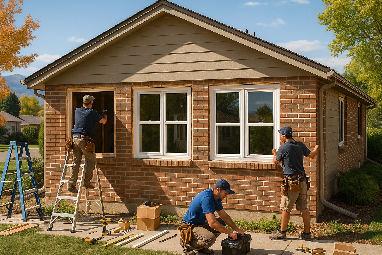 Denver window contractor explaining energy-efficient window options to homeowner