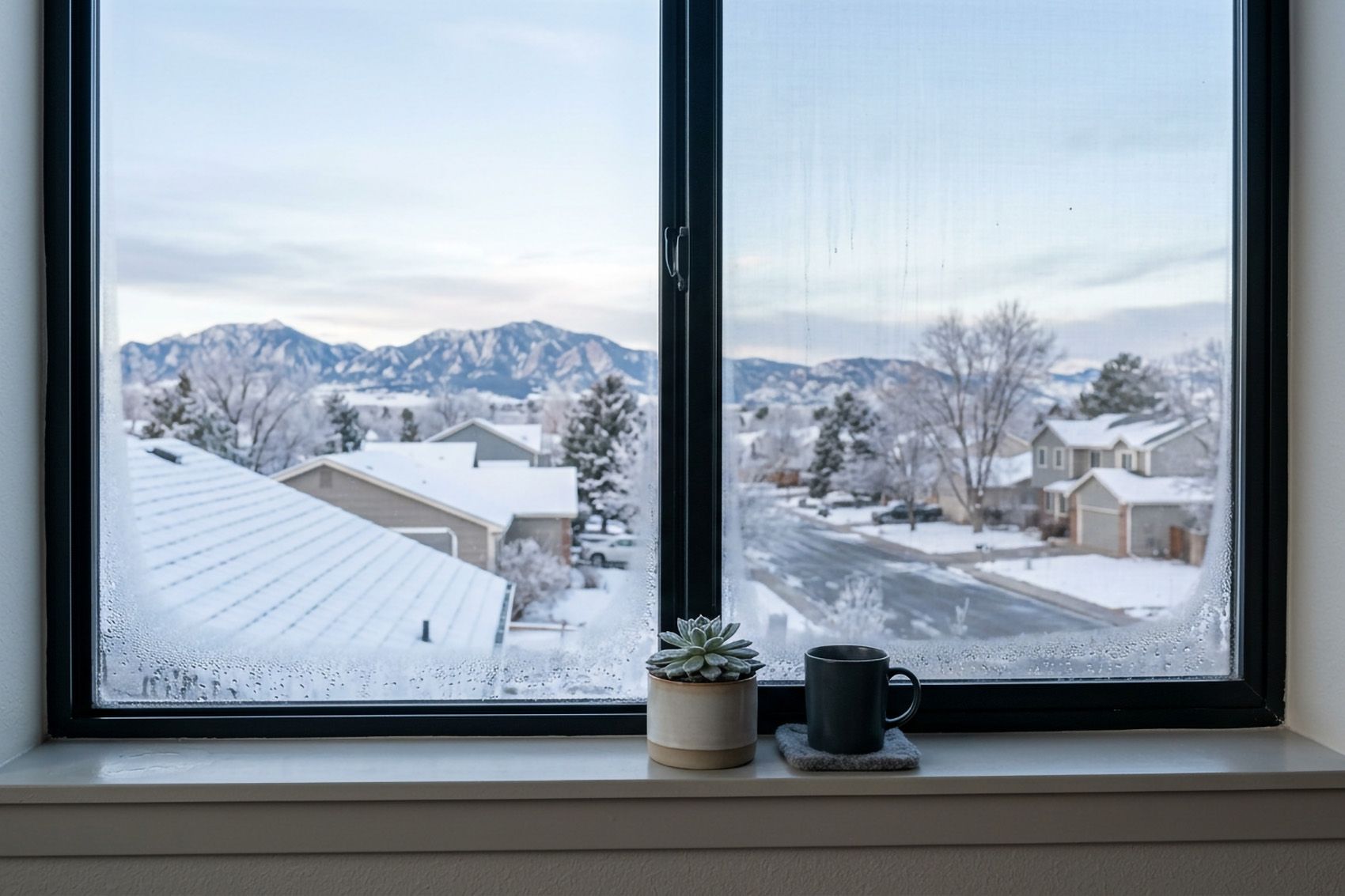 Professional installers leveling double hung windows during installation in Colorado mountain home