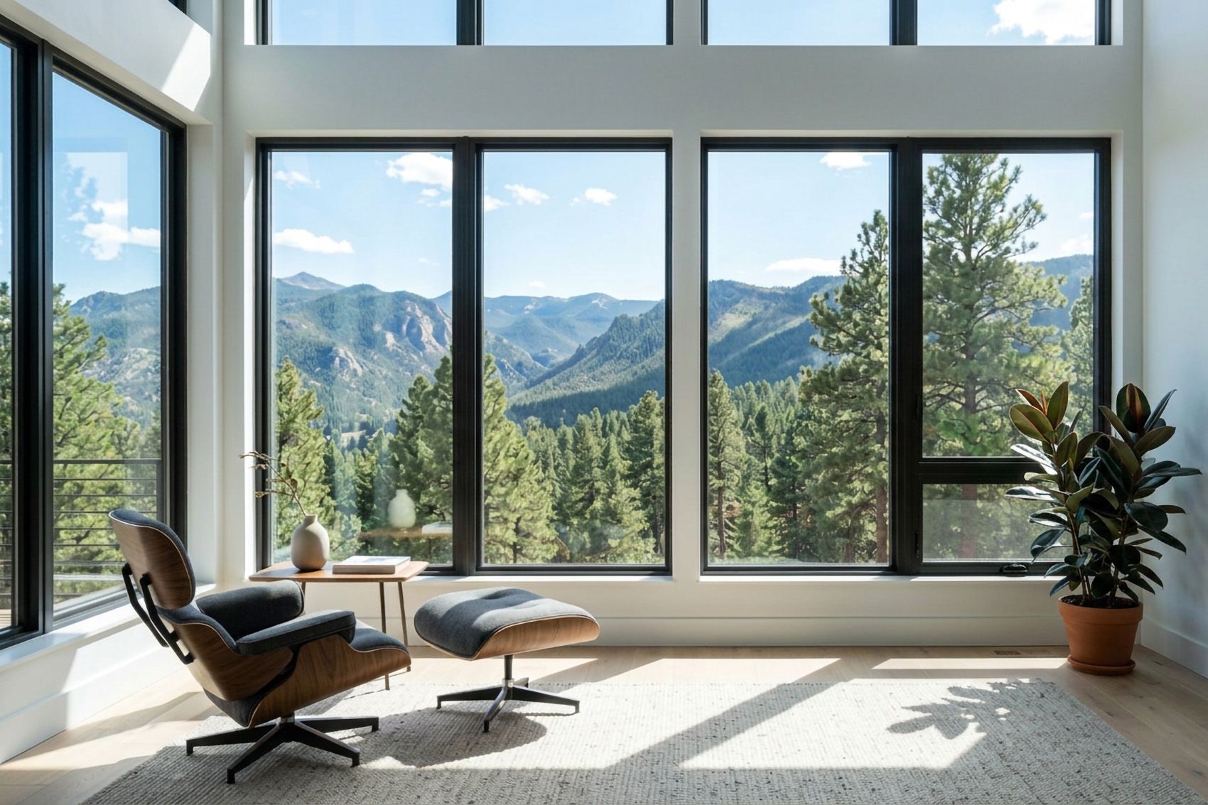 Professional installers leveling double hung windows during installation in Colorado mountain home