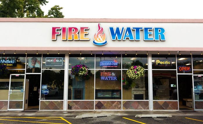 The front of a store called fire & water
