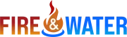 A logo for fire and water with a flame in the middle.