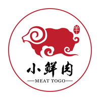 Red circular logo with a stylized red pig and Chinese text above “MEAT TOGO” below.