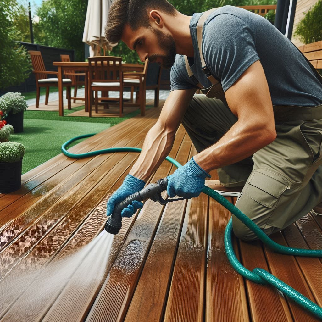 cleaning the deck
