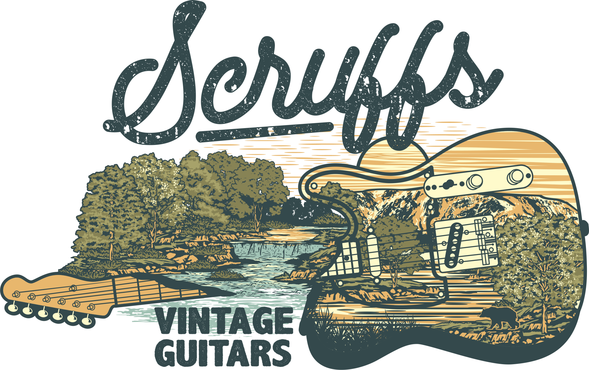 A logo for a company that sells vintage guitars