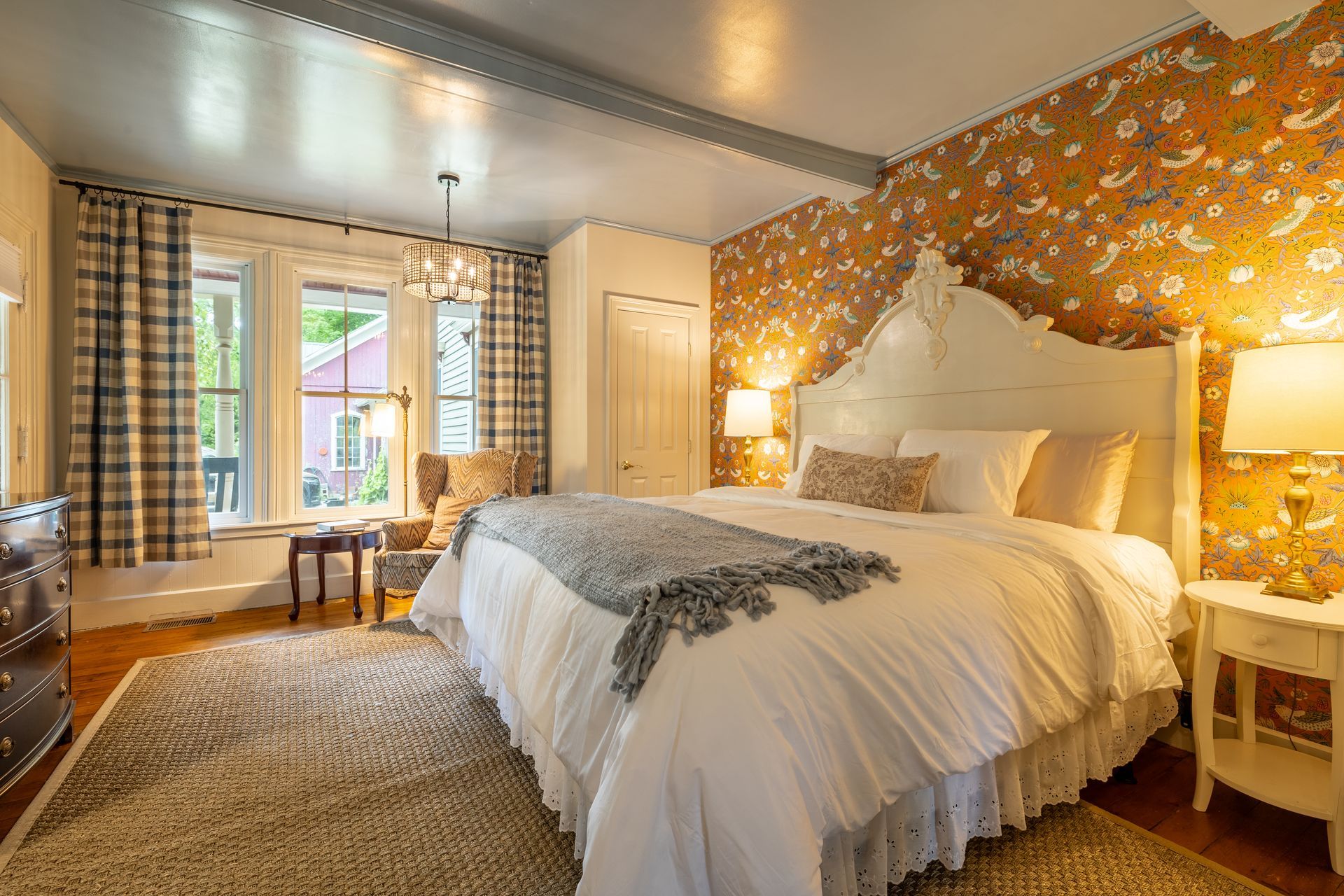 There is a large bed in the middle of the room.