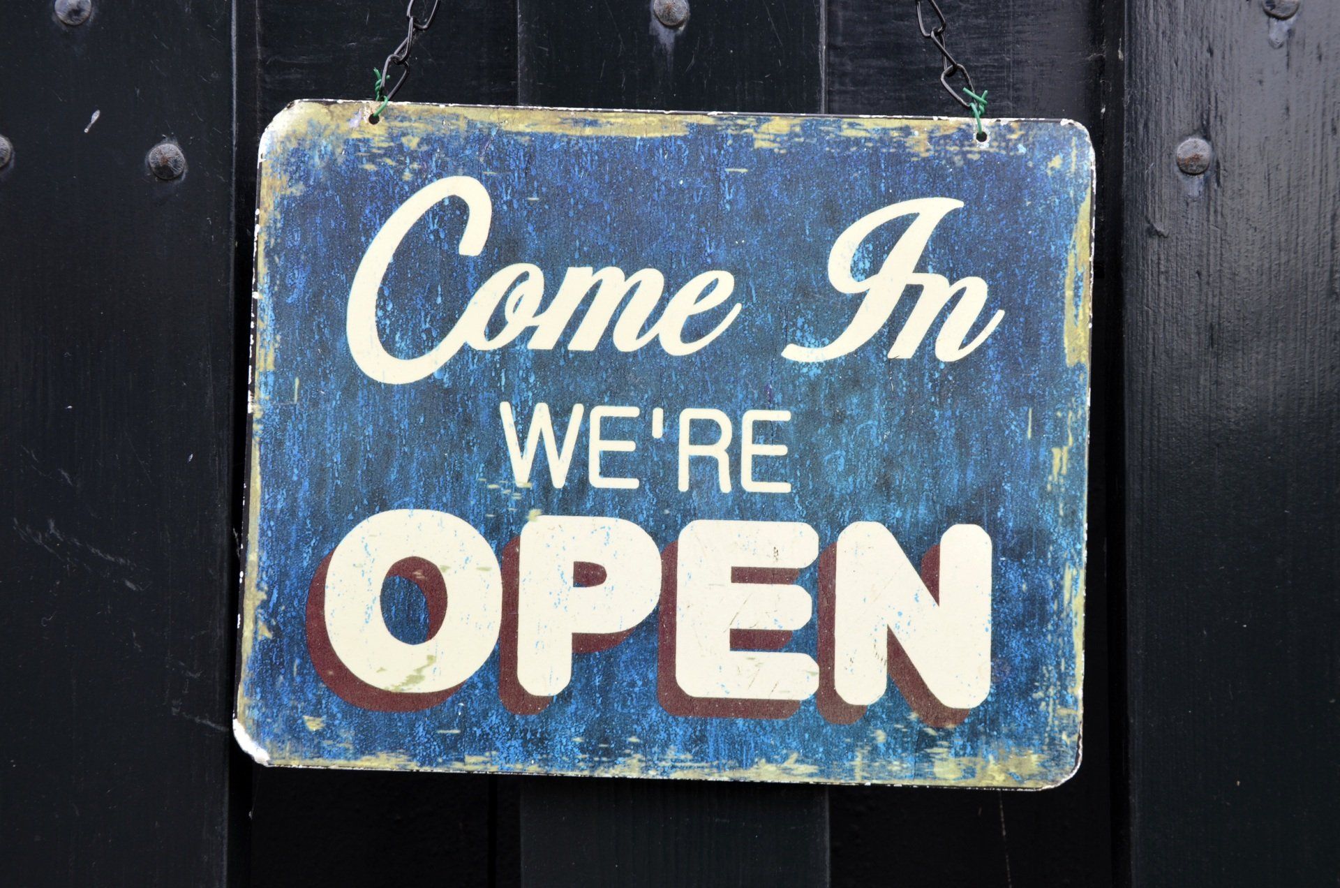 come in we're open sign
