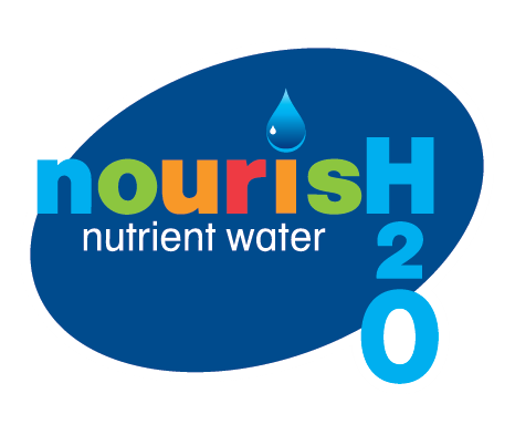 A colorful logo for nourish nutrient water