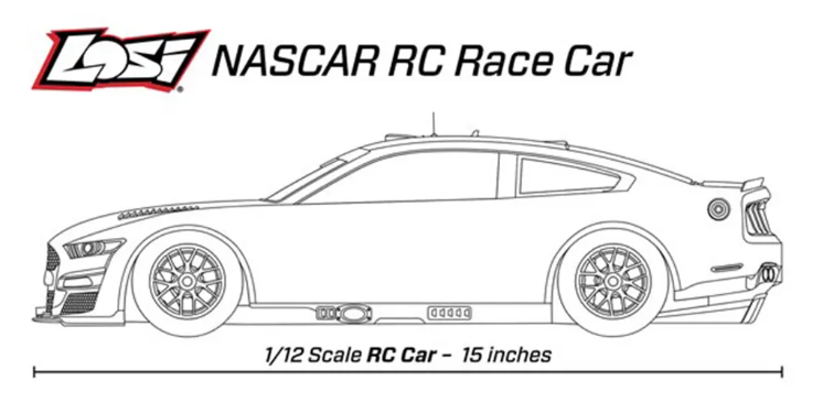 Losi RC NASCAR car size diagram and dimensions