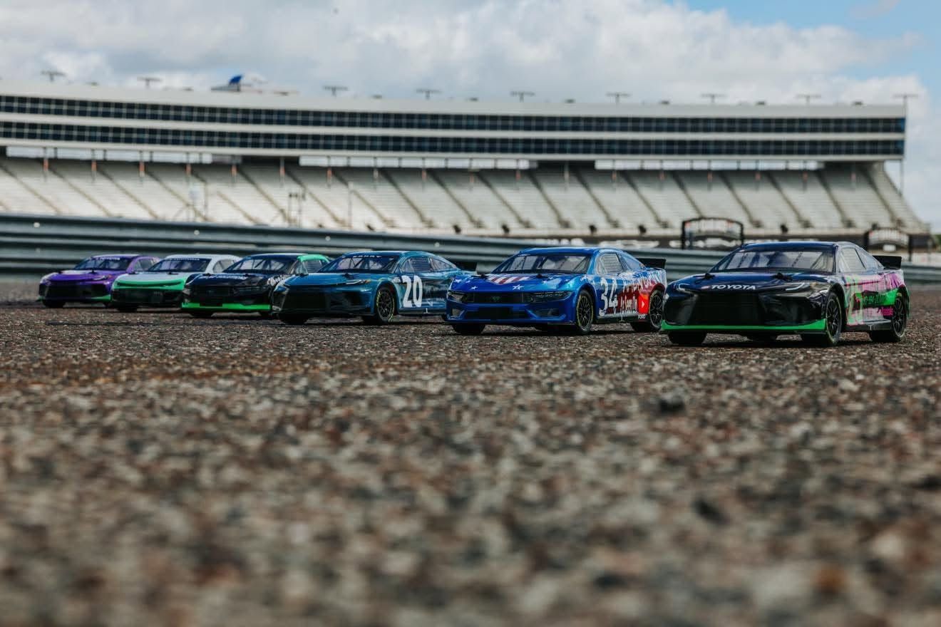Custom RC NASCAR car on the speedway