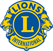 Lions International logo with a blue and gold lion head and “LIONS” text in the center